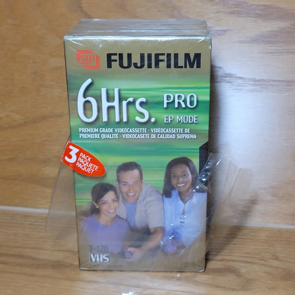 3 Pack Fuji PRO 120 6 Hours Premium High Grade VHS Blank Tapes New Sealed,